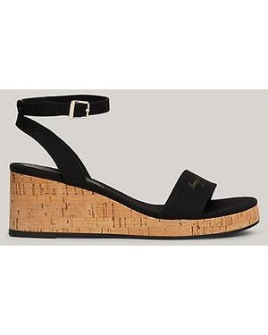 Tommy Hilfiger Sandaal Van Kurk Met Sleehak En Logo - Metallic