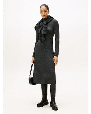 Tommy Hilfiger Midi-Sweaterjurk Van Zachte Wol - Zwart