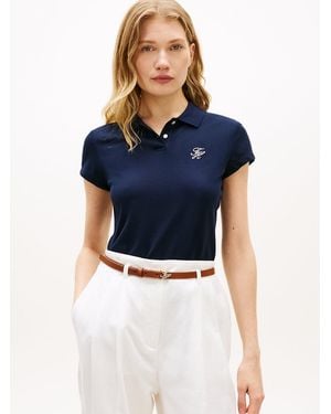 Tommy Hilfiger 1985 Slim Fit Logo Embroidery Polo Shirt - Blue