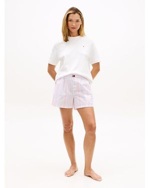 Tommy Hilfiger Heritage Stripe Poplin Pyjama Shorts - White