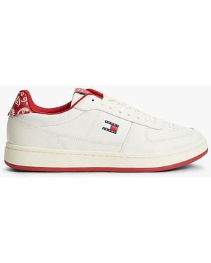 Tommy Hilfiger Leather Bandana Print Archive Court Trainers - White