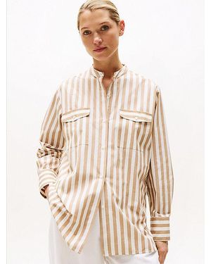 Tommy Hilfiger Popeline-Hemd Ohne Kragen - Natur