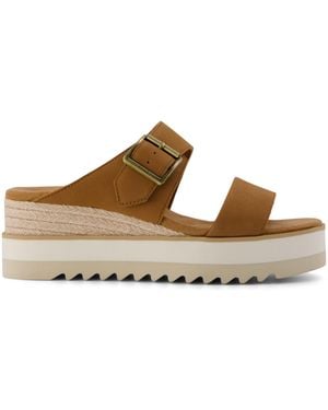 TOMS Diana Mule Buckle Wedge Sandal - Brown