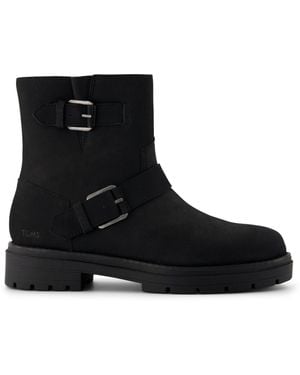TOMS Nubuck Leather Moto Ionie Boots - Black