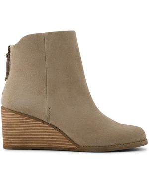 TOMS Suede Wedge Ankle Boots - Brown