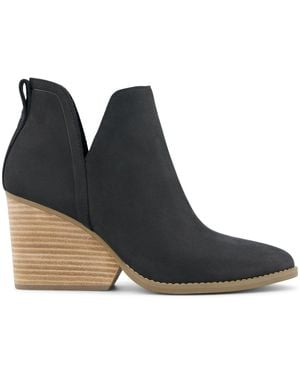 TOMS Nubuck Leather Wedge Ankle Boots - Brown
