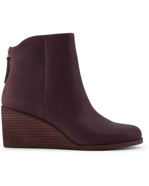 TOMS Wedge Leather Ankle Boots - Brown