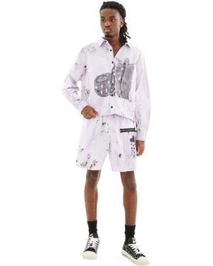 WESTFALL Snoppy Berry Zip Patch Pocket Cutoff Shorts - Multicolor