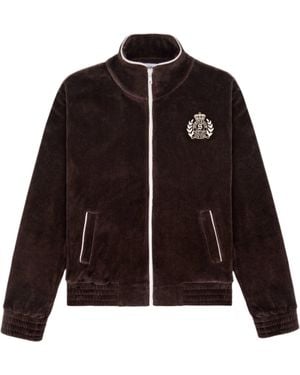 Sporty & Rich Ny Crest Velour Track Jacket - Purple