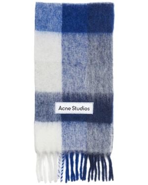 Acne Studios Mohair Checked Scarf - Blue