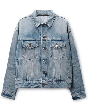Alexander Wang Game Jacket W/ Logo Distressing - Blue