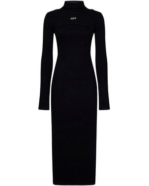 Off-White c/o Virgil Abloh Off Stamp Ribbed Midi Dress - Black