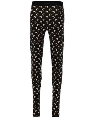 Marine Serre Recycled Moon Jersey Stirrup Leggings - Black