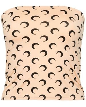 Marine Serre Moon Printed Jersey Tubed Top - Natural