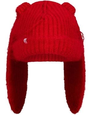Charles Jeffrey Mohair Chunky Rabbit Beanie - Red