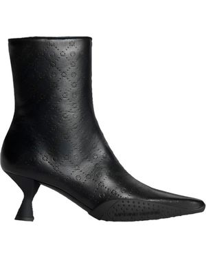 Marine Serre Leather Ankle Boots - Black