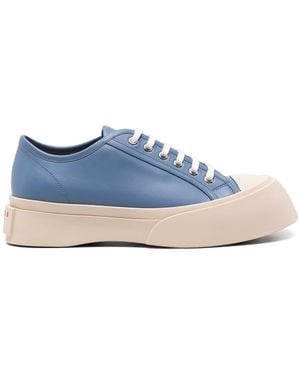 Marni Pablo Lace-Up Leather Sneakers - Blue