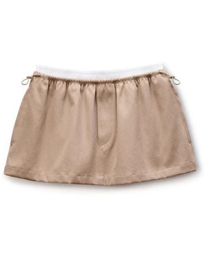 Alexander Wang Mid-Rise Mini Logo Elastic Skirt - Natural