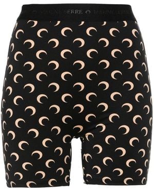 Marine Serre Moon Printed Jersey Biker Shorts - Black