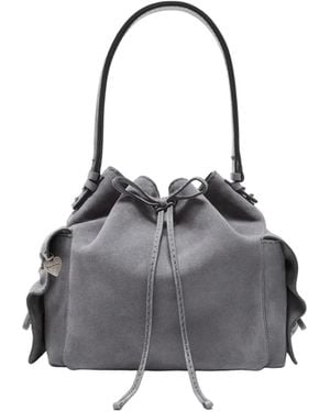 Acne Studios Multipocket Suede Bucket Bag - Gray