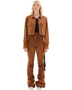 Rick Owens Cape Sleeve Cropped Outershirt Jacket - Brown