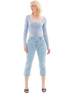 Mugler Spiral Denim Capri Jeans (Light) - Blue