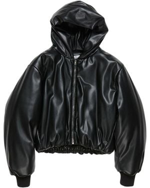 Acne Studios Hooded Faux Leather Jacket - Black