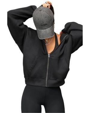 Joah Brown Oversized Zip Hoodie - Black