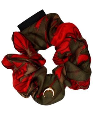 Marine Serre Upcycled Silk Scarves Scrunchie - Red