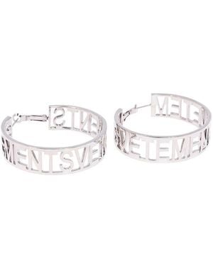 Vetements Logo Hoop Earrings - White