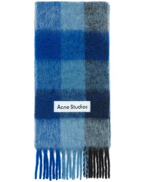 Acne Studios Mohair Checked Scarf - Blue