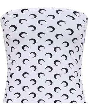 Marine Serre Moon Printed Jersey Tubed Top - White