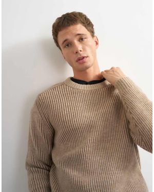 TOPMAN Classic Fit Plated Fisherman Knit Jumper - Natural