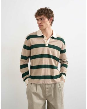 TOPMAN Relaxed Cropped Long Sleeve Rugby Polo - Green