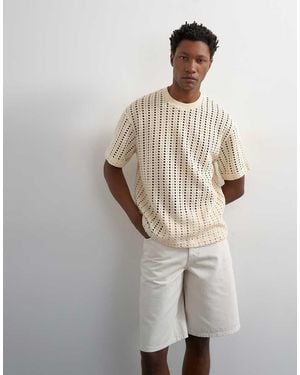TOPMAN Relaxed Fit Crochet T Shirt - White