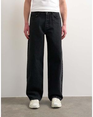 TOPMAN Circular Design Rigid Baggy Jean - Black