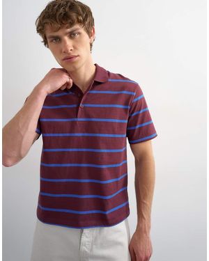 TOPMAN Relaxed Cropped Fit Striped Polo - Purple