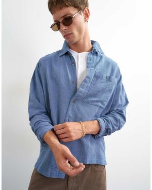 TOPMAN Relaxed Fit Flannel Check Shirt - Blue