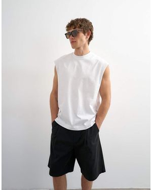 TOPMAN Relaxed Fit Sleeveless T-shirt - White