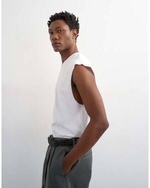 TOPMAN Relaxed Fit Cropped Sleeveless T-shirt - White