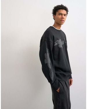 TOPMAN Relaxed Fit Sweatshirt With Digital Floral Front And Back Print - Blue