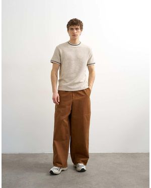 TOPMAN Baggy Fit Trousers With Side Pockets - Natural