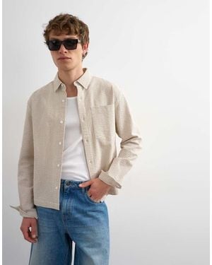 TOPMAN Relaxed Fit Crop Seersucker Shirt - Natural