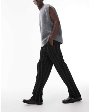 TOPMAN Straight Fit jogger With Textured Stripe - Black
