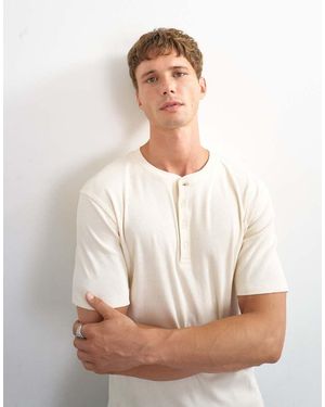 TOPMAN Slim Fit Rib Henley T-shirt - White