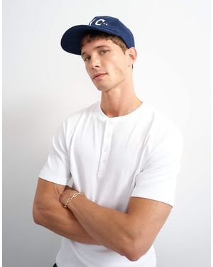 TOPMAN Slim Fit Rib Knit Henley Neck T-shirt - White