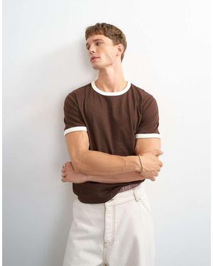 TOPMAN Classic Fit Crop Ringer T-Shirt - White