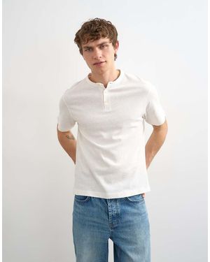 TOPMAN Relaxed Fit Linen Mix Henley T-Shirt - White