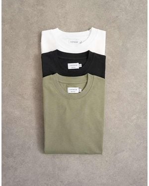 TOPMAN 3-pack Relaxed Fit T-shirts - Green
