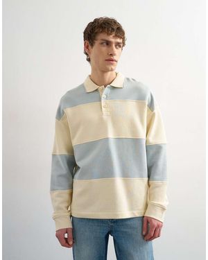 TOPMAN Oversized Fit Rugby Polo Sweatshirt - Natural
